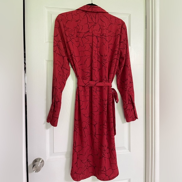 MIDI Button Down Red Dress - Picture 3 of 5